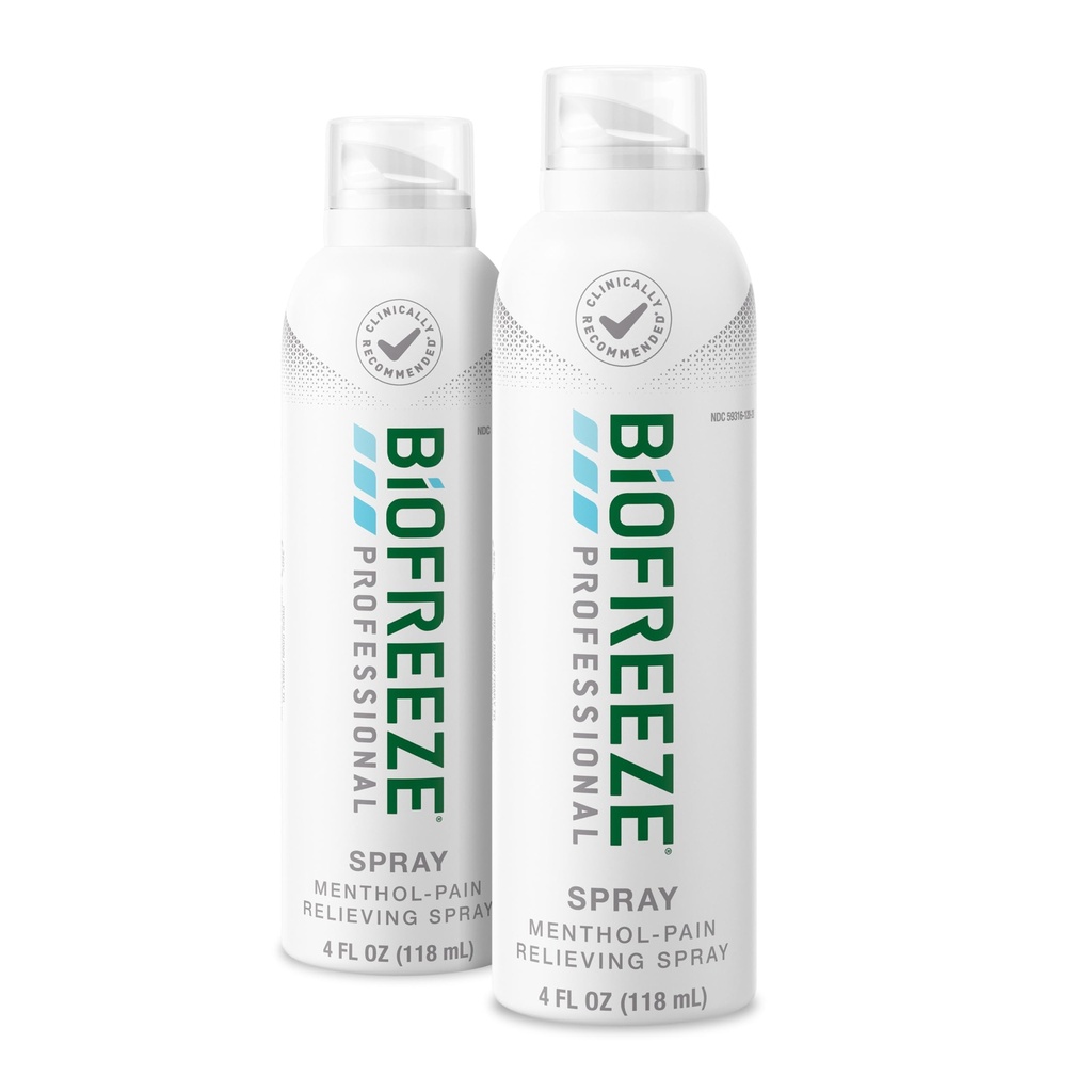 Biofreeze Professional Strength Pain Relief Aerosol Spray, Niveltulehdus Reliever, polvi- ja alaselkäkipujen lievittäminen, lihaskipujen lievittäminen, FSA-tukikelpoinen 2 pakkaus (4 FL OZ Biofreeze Menthol Spray)