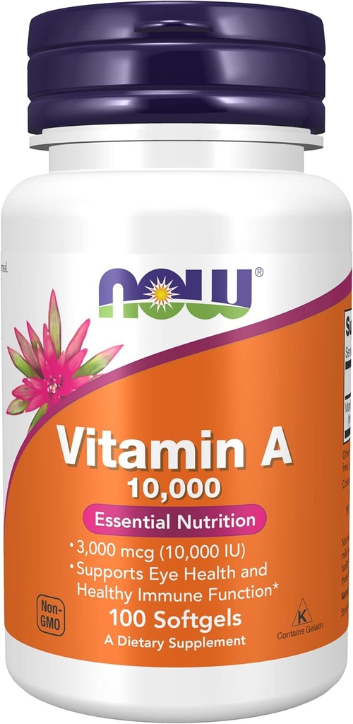 Vitamin A 10000 IE, 100 Sgels by Now Foods (Pack of 3)