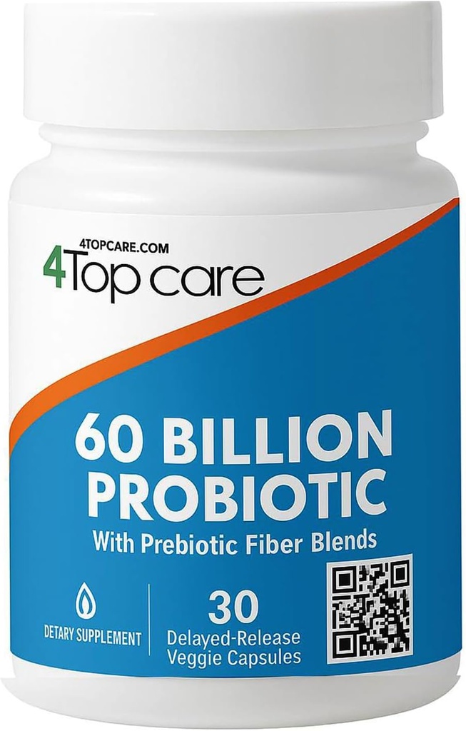 Probiotika 60 miljarder CFU - 10 Strains + Organic Prebiotics - Immune, Digestive & Gut Health - Stöder Occasional Constipation, Diarrhea, Gas & Bloating - för kvinnor och män (30 greve)