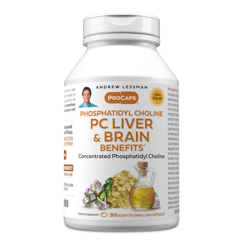 ANDREW LESSMAN PC Maksan ja aivojen edut 360 Softgels - Fosfatidyl Choline, tärkein rakennus Block terveen maksan ja aivojen rakenne, toiminto. Ei lisäaineita. Helppo niellä Softgels