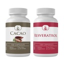 PUHELIN ALKUPERÄISET AINEET Cacao & Resveratrol Kapseli Bundle (100 kapselia kukin), ei lisäaineita tai täyteaineita, laboratoriovarmennettu