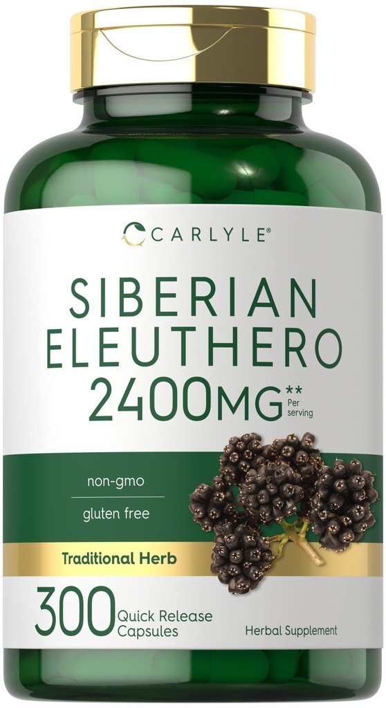 Carlyle Siberian Eleuthero | 2400mg | 300 kapslar | Non-GMO och Gluten Free Formel | Siberian Ginseng | Traditionell Herbal Supplement