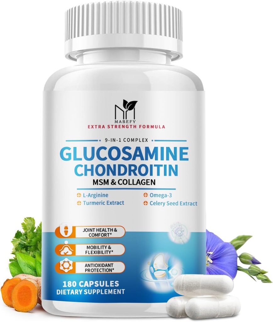 Glukosamiini Chondroitin MSM-kapselit,Glukosamiini 1500 mg kollageenin, kurkumariinin, miesten nivellisät 180 kapselia