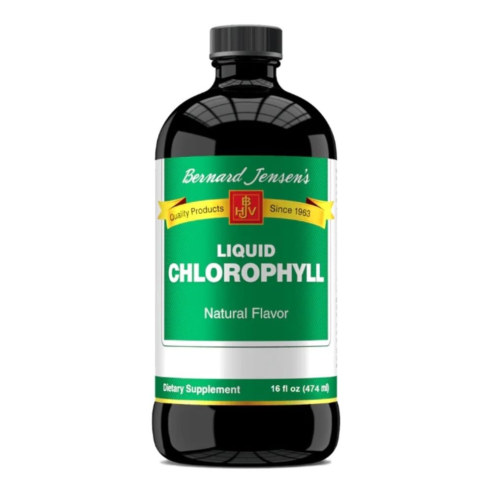 Bernard Jensensens 100% rena naturliga klorofyll smakvätsketillskott | Främjar alkalisk Ph | Hjälper till att rengöra blod | 16 Fluid Ounce (474 ml)