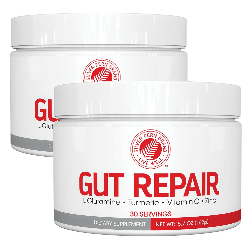 Hopea Fern Gut korjaus - Dgestive Health Supplement Powder - L-glutamiini, Curcumin, Sinkki & Askorbiinihappo (2 Tubs - 60 tarjoilua)