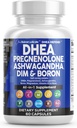 DHEA 200 mg täydennysosa Pregnenolone 100 mg miehille & naisille DIM Ashwagandha Boron 6 mg Complex Kalsium Magnesium Sinkki 50 mg D3 5000 IU Hormoni tuki kapselit valmistetaan USA 60 kreivi