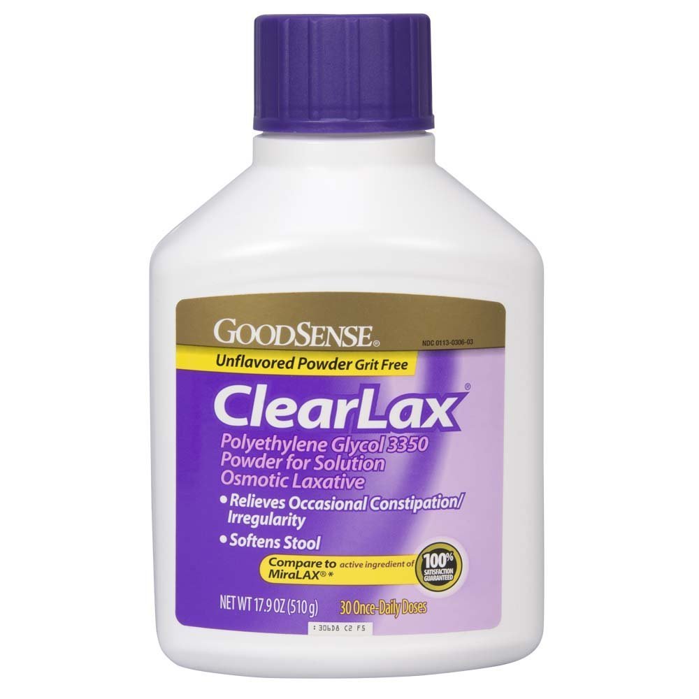 GoodSense ClearLax, Polyetyleeni Glycol 3350 Jauhe liuosta varten, Osmotic Laxative, 17,9