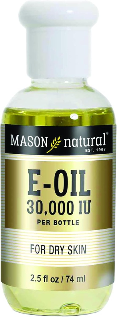 MASON NATURAL E Oil , 30000 iu , Sopii kasvissyöjille , Käytä paikallisesti auttaa Kosteuttaa Tylsää , Kuiva iho tai Ruokavalion täydentää antioksidantteja ja anti-aging etuja , 2.5 Fl Oz