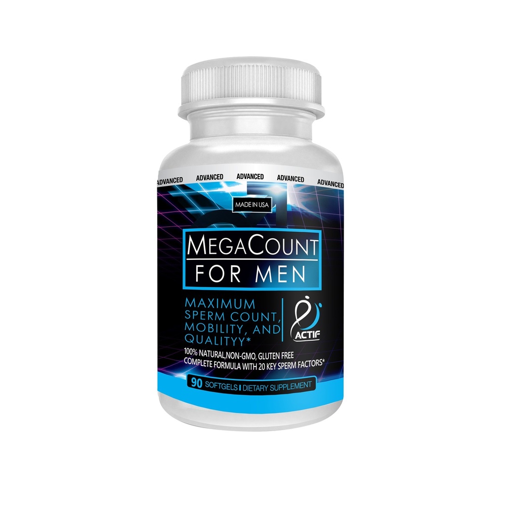 ACTIF MegaCount för män - Maximal fertilitetsstöd och Sperm Count Booster, kliniskt visat sig förbättra Sperm Count och Motility - Non-GMO, Made in USA, 90 Count