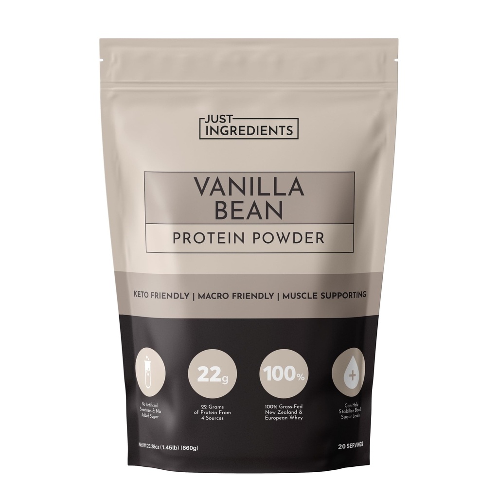 Just ingredients Vanilla Bean Protein Powder ... 20-serving Blend 100% Grass-Fed Whey & Organic Plant Proteins