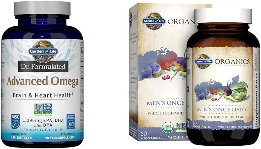 Puutarha Life Omega-3 Kalaöljy 1,290mg + Miesten Luomu monivitamiini, 60 tablettia