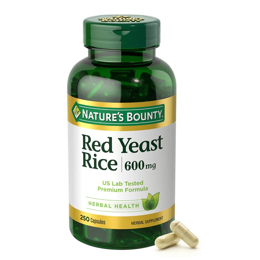 Nature's Bounty Red Yeast Rice, Herbal Supplement, 600mg, 250 kapselia