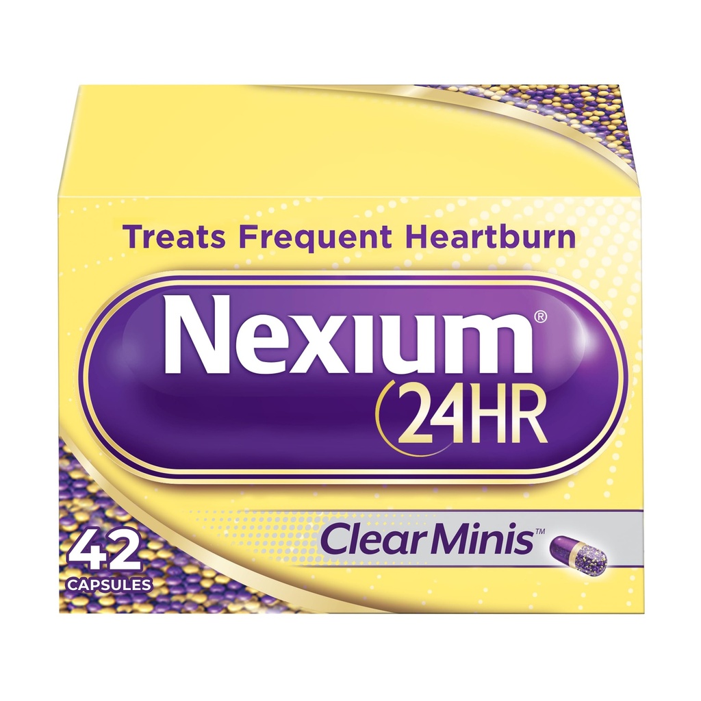 Nexium 24HR ClearMinis Acid Reductor Heathburn Relief Viivästynyt Release Kapselit koko päivän ja koko yön suojaan usein närästystä, närästys lääke esomepratsoli magnesium - 42 kreivi