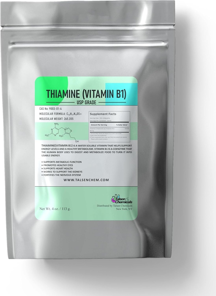 B1-vitamiini Supplement Powder (4 Ounce/113 Grams) B1-vitamiini Tiamine Powder Turn Food Into Energy Tiamine (Vitamin B1) for Energy Metabolia ja Hermotoiminto tuki