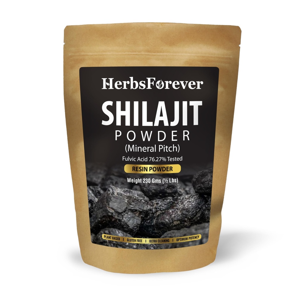 Herbsforever Shilajit Powder Mineral Pitch Antioxidant General Wellness koncentrerad extrakt 6:1 8,11 oz 230 GMS