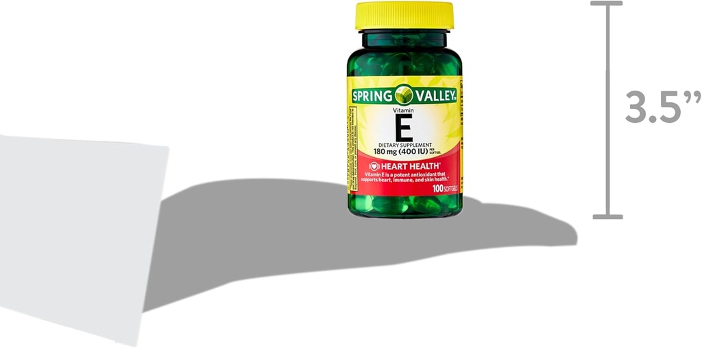 Spring Valley E-vitamiini E Heart Health -ruokavalion lisäravinteet Softgels, 180 mg (400 IU), 200
