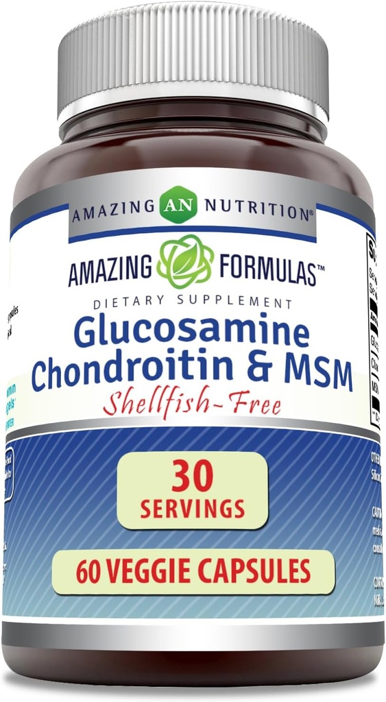 Hämmästyttävä Formula Glukosamiini Chondroitin & MSM 60 Kasviskapselit Shellfish Free 