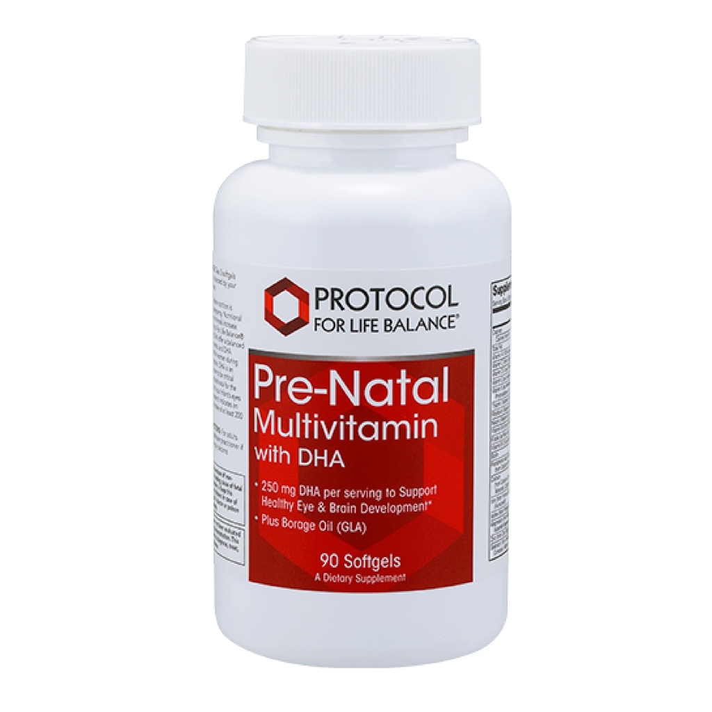 Protocol Pre-Natal Multivitamiini DHA - 250 mg DHA - raskauden ja imetyksen tuki * - DHA, kalsium, kupari, B12 ja C-vitamiini - Halal & Dairy Free - 90 Softgels