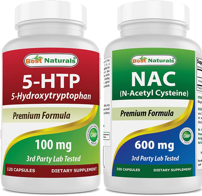Bästa Naturals 5-HTP (5-hydroxytryptofan) 100 mg & NAC - N Acetyl Cysteine 600 mg