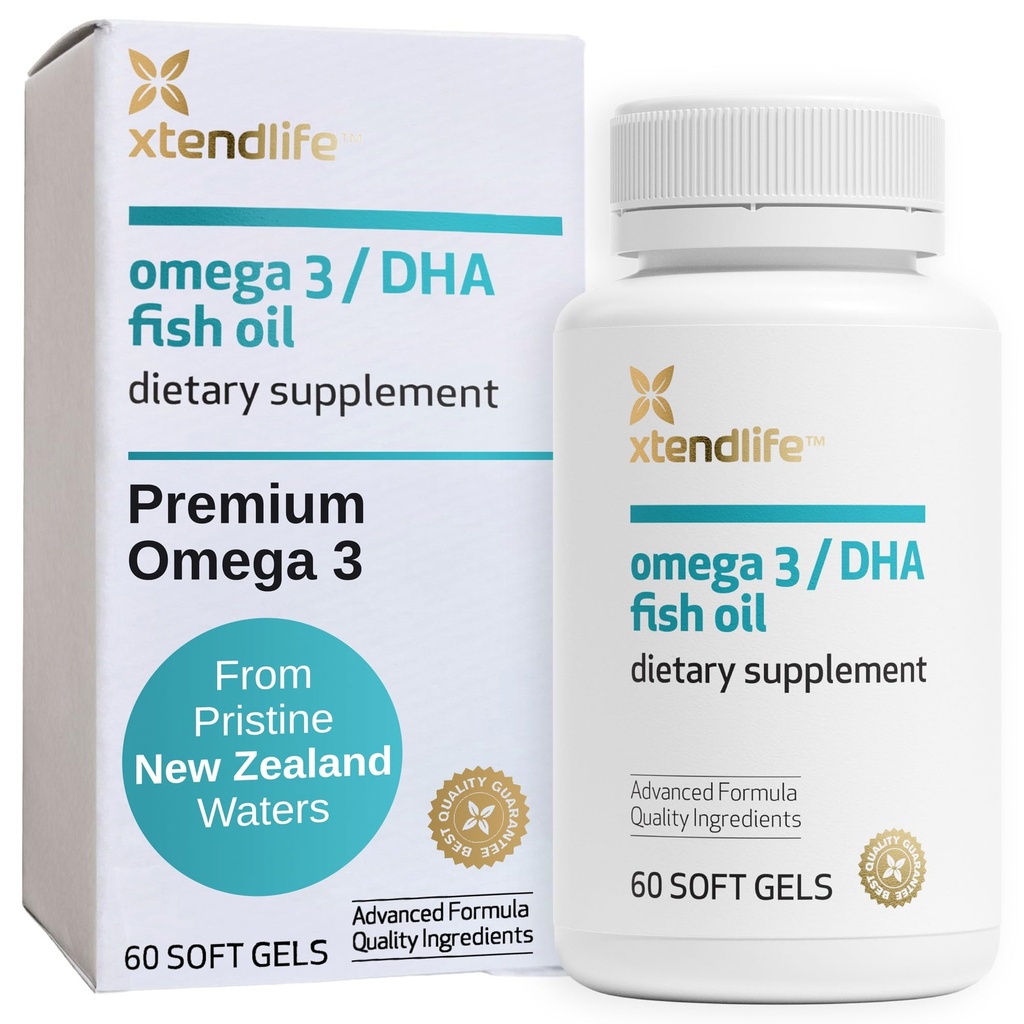 Xtendlife Omega 3 DHA Fish Oil - 1100mg 700 mg DHA ja 300mg EPA - Omega 3 6 9 Täydennys sydämen ja aivojen - 1 kuukausi Supply (60 Count)