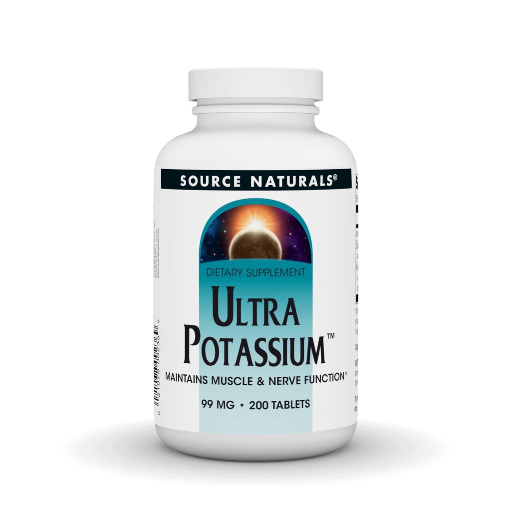 Källa Natur Ultra Kalium 99 mg Upprätthåller Muskel & Nerve Funktion - Kosttillskott - 200 tabletter