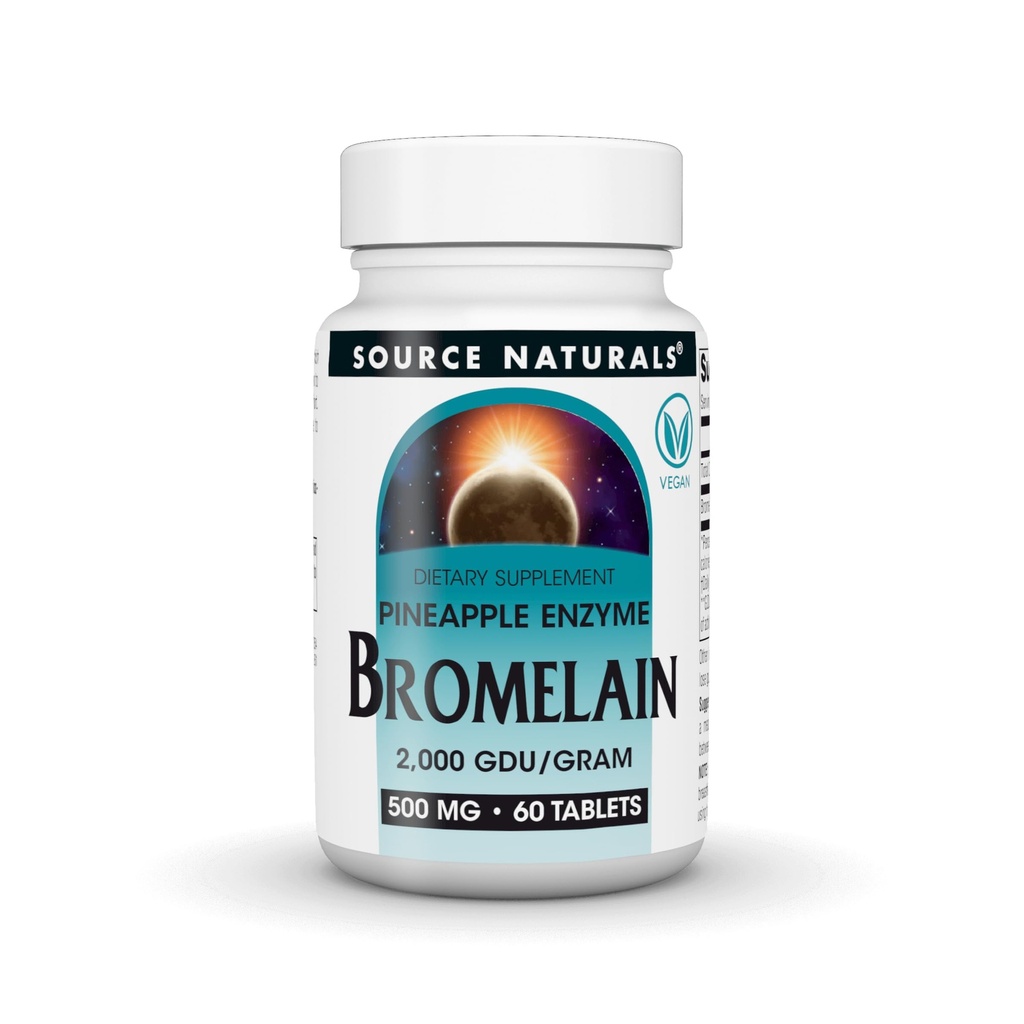Source Naturals Bromelain, 2000 GDU/GRAM, Ananas Enzyme, 500 MG - 60 tablettia