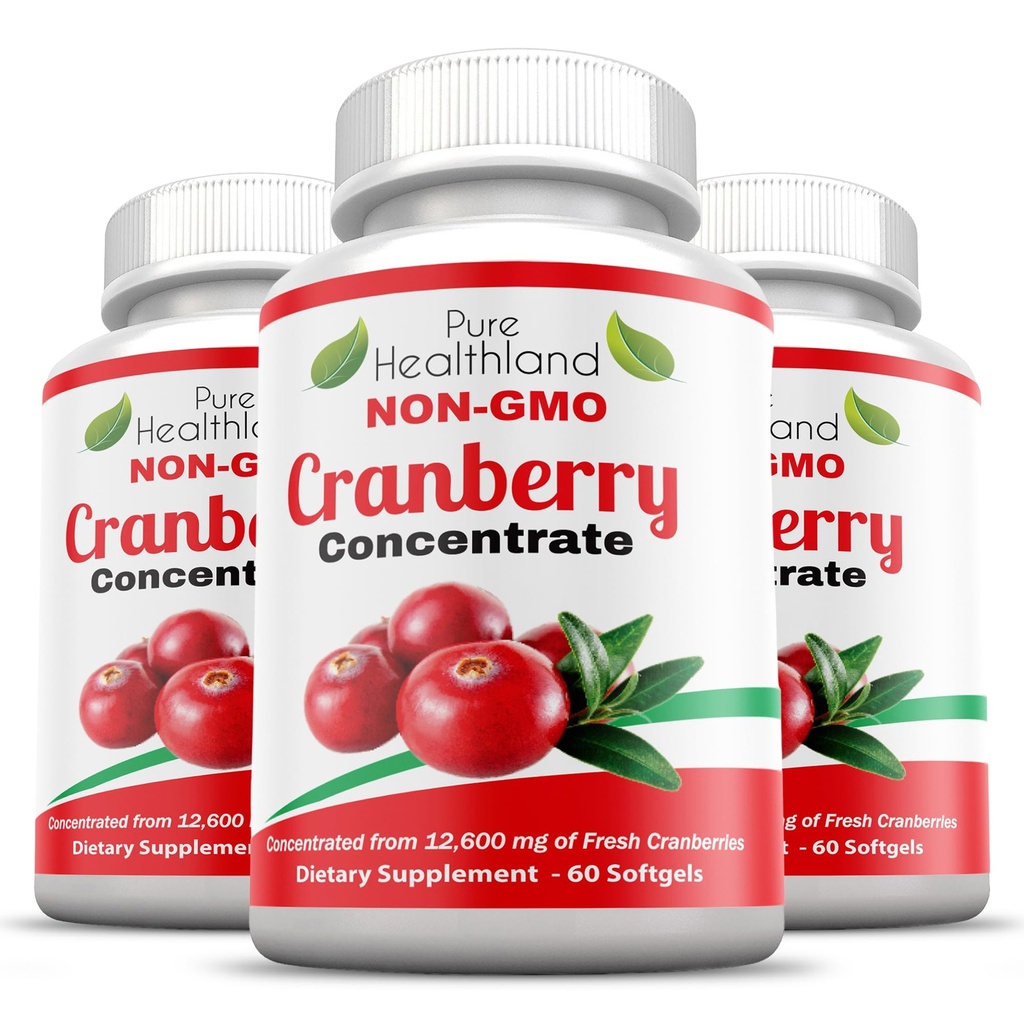 Ei-GMO Cranberry Voiöljy 12,600 mg - Triple Strength Softgels - Helppo niellä pillereitä miehille & naisille, 3 pullot