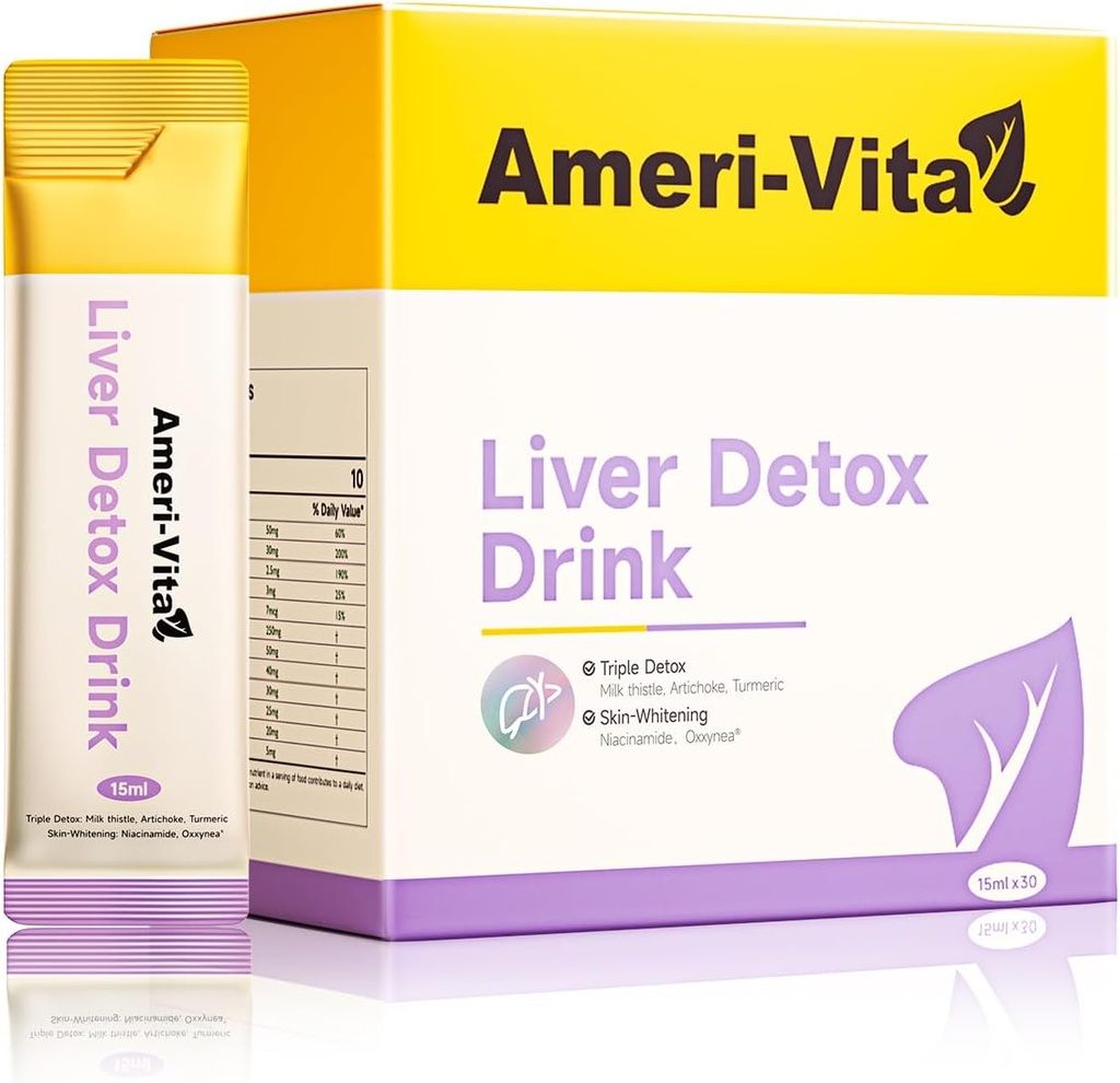 Liquid Liver Detox Drink Supplement - Milk Thistle & Artisoke uutteet Turmeric & Inositoli - Natural Liver Health Support - Sokeriton, ei-GMO, Persikka maku - 30 pussit