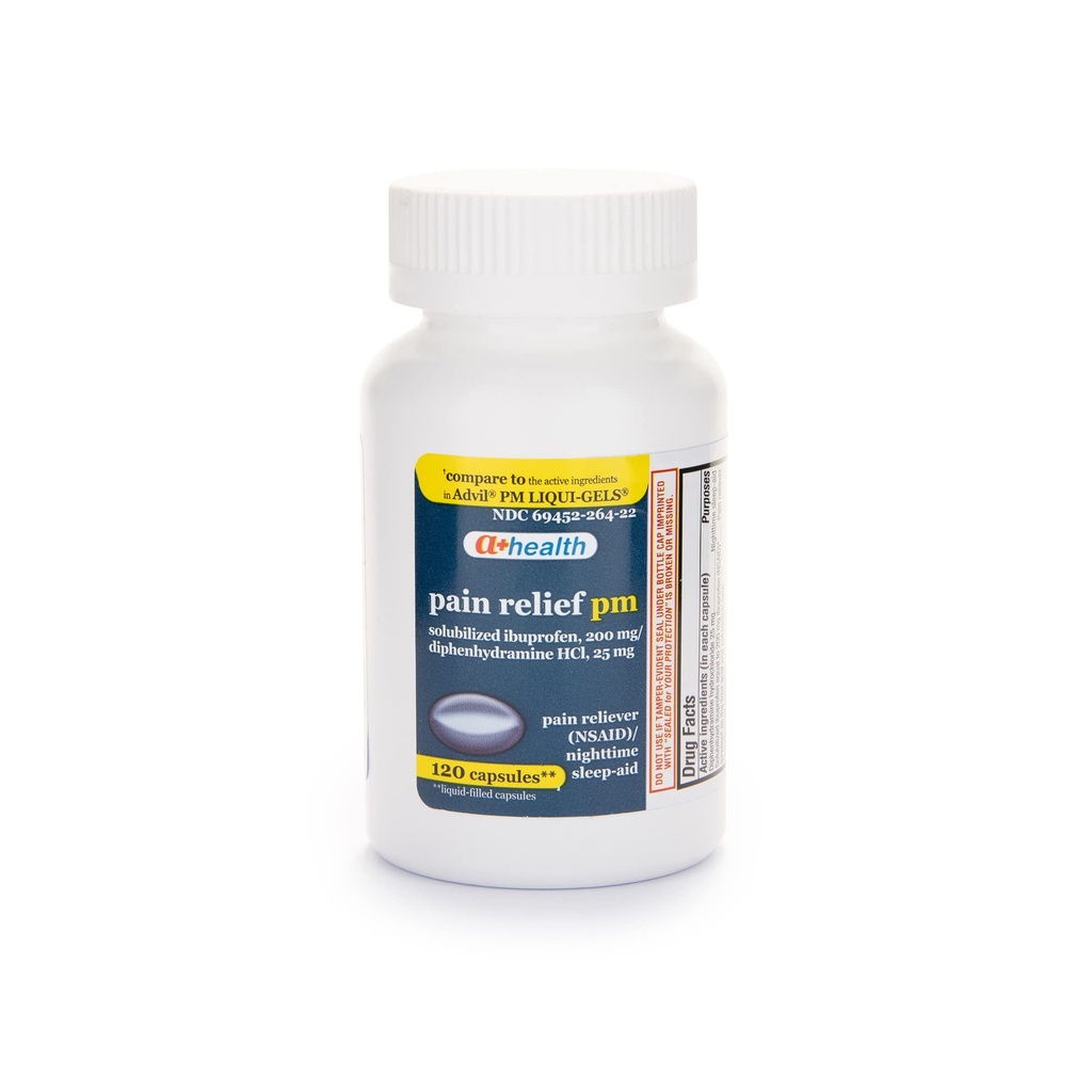 A+Health Ibuprofeeni PM Softgels, Pain Reliever/Nighttime uniapu (NSAID), 120
