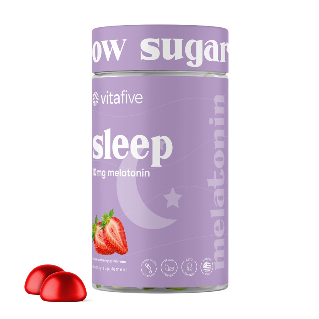 vitaviisi Extra Strength Melatonin Gummies, 10 mg melatoniini, unilääke aikuisille, vähäsokerinen, vegaaninen, gluteeniton melatoniinilisä (50 Ct)