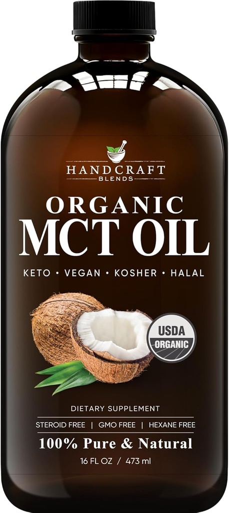 Handcraft Blends Organic MCT Organic Coconuts 16 Fl oz ... Keto Friendly, ei-GMO, Vegan Coconut Oil ...
