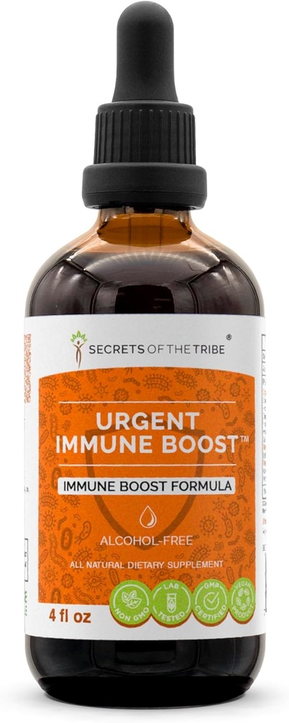 Kiireellinen Immuuni Boost Alkoholiton uute, Tincture, Glycerite Elder, Echinacea, Honeysuckle, Inkivääri, Piparjuuri, OSHA, Andrographis, Valkosipuli, Wild Indigo. Immuuni Boost Formula (4 FL OZ)