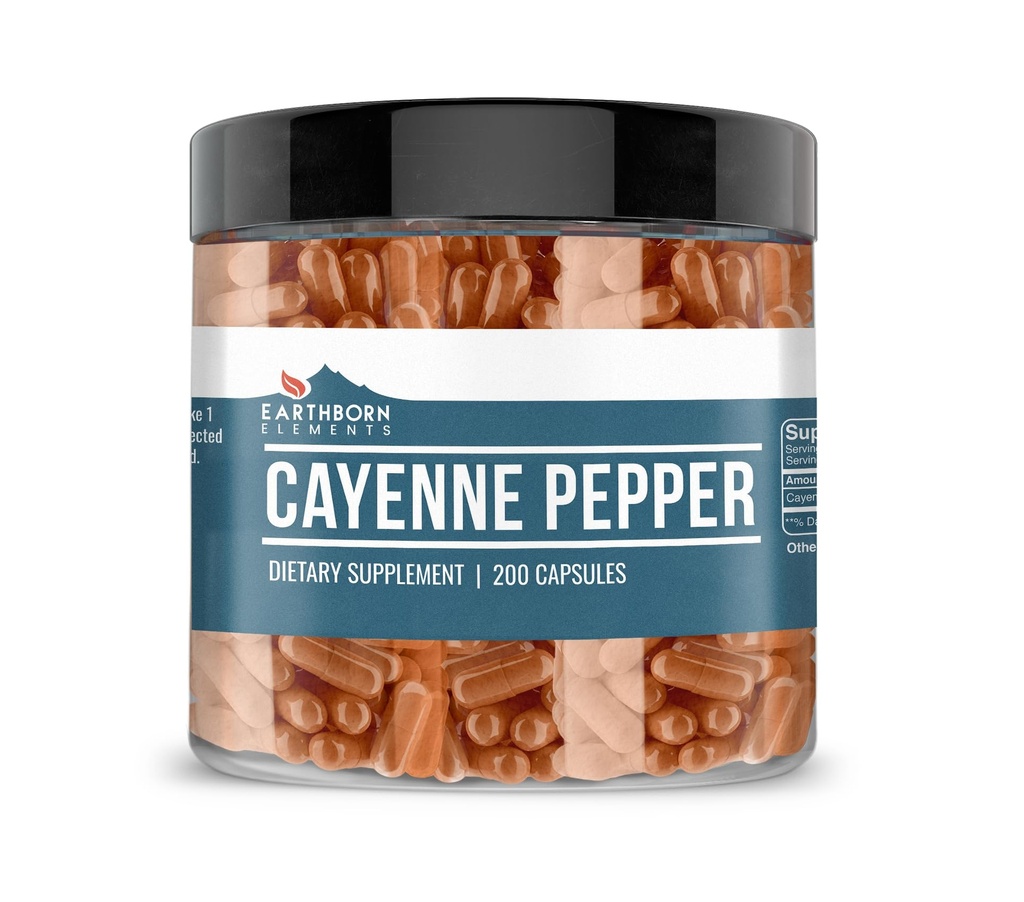 Maassa syntyneet elementit Cayenne Pepper 200 kapselia, puhdas ja laimentamaton, ei lisäaineita