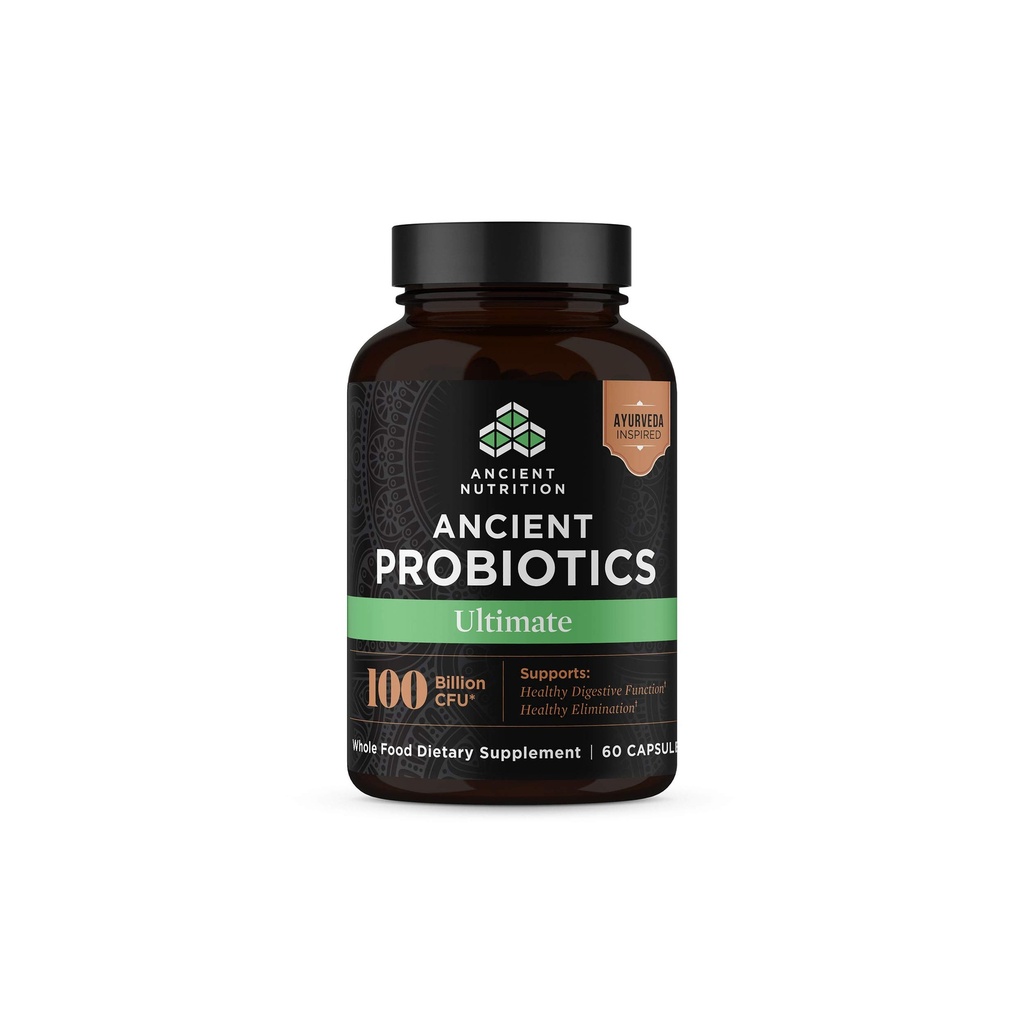 Ancient Nutrition Probiootit, Probiootit Ultimate 100 miljardia PMY:tä*/Serving, Ruoansulatus- ja immuunituki, Gluteeniton, muinaisten Superfoods Blend, 60 kapselia
