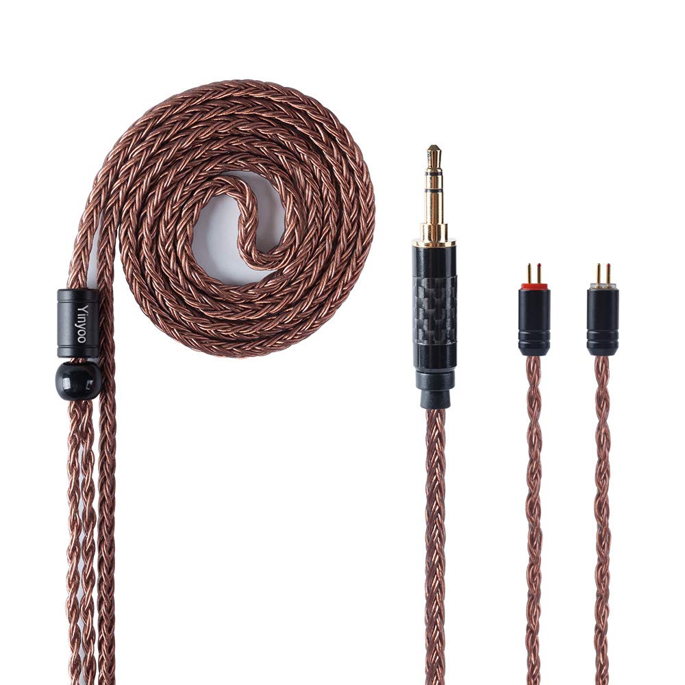 YINYOO Earphone Replacement Cable 16 Cores Single Crystal Copper Cable Earphone Cable för kz zst zs10-pro zsn-pro-x edx-pro zs10-pro-x dqs cca CRA c10 c12 (2pins, 3,5 mm Jack)