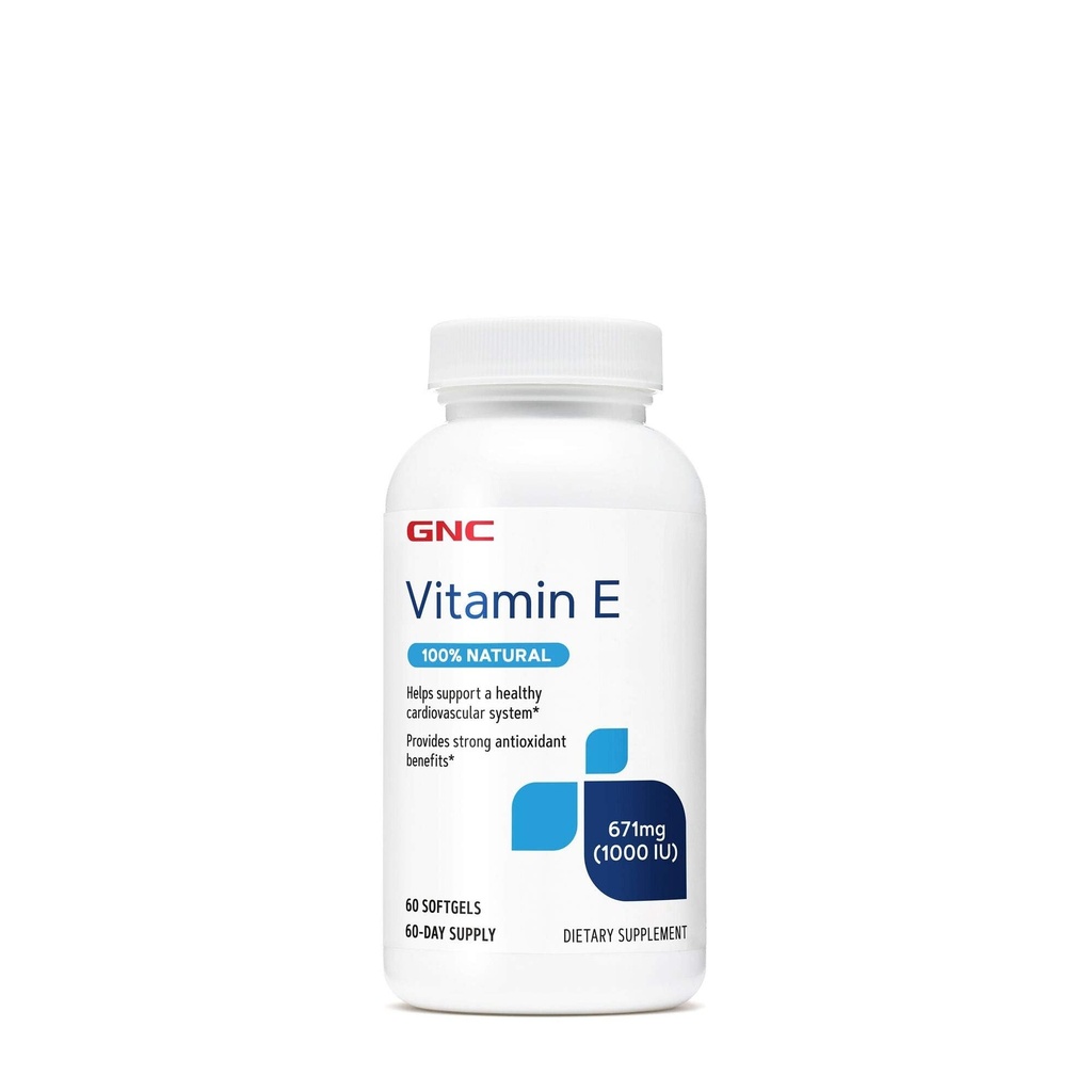 GNC Vitamin E 100% Naturlig 1000IU - 60 Softgels, 60 portioner