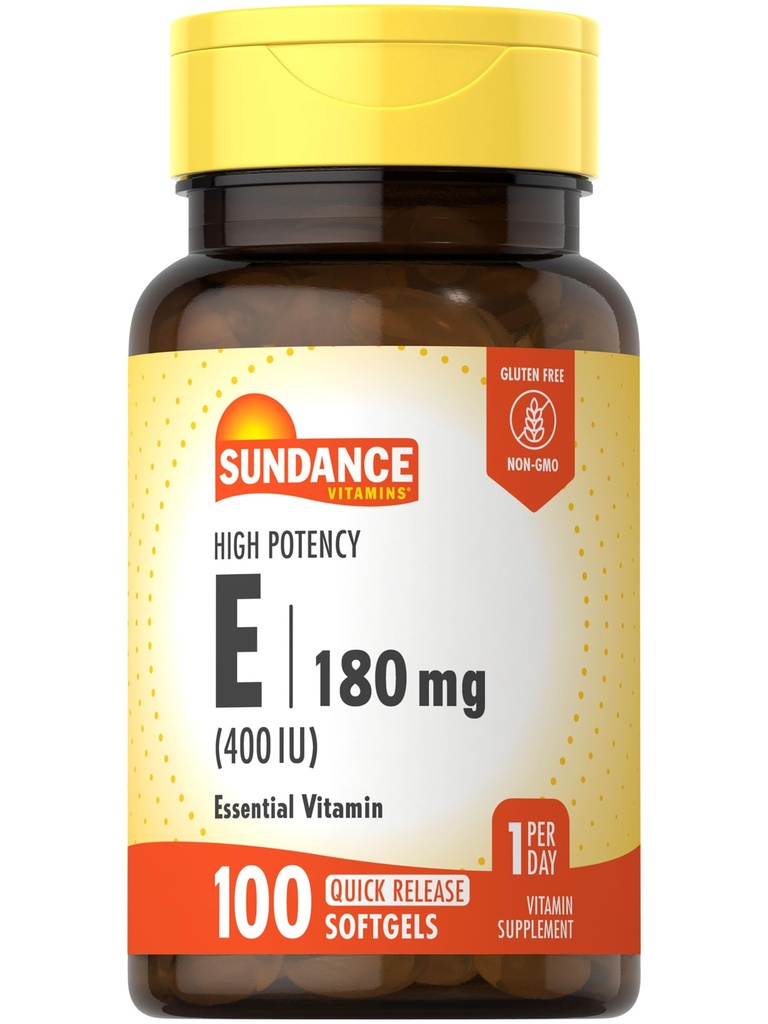 Sundance-vitamiini E 180 mg (400 IU) 100 pikavapautus Softgels 