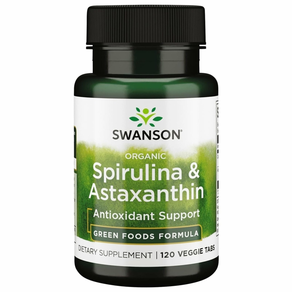 Swanson Organic Spirulina & Astaksantiini 120 Veg Tabs