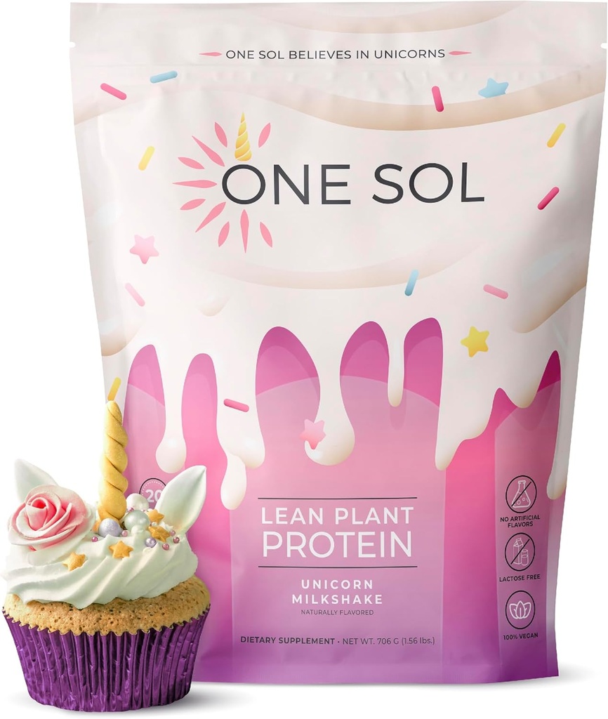 En Sol Lean Plant-Based Protein Powder, Pea & Brown Rice Protein, Low Carb, Vegan Friendly - Gluten, Lactose & Soy Free - No Added Sugar, Non-GMO, Clean Nutrition, No Bloating (Unicorn Milkshake)