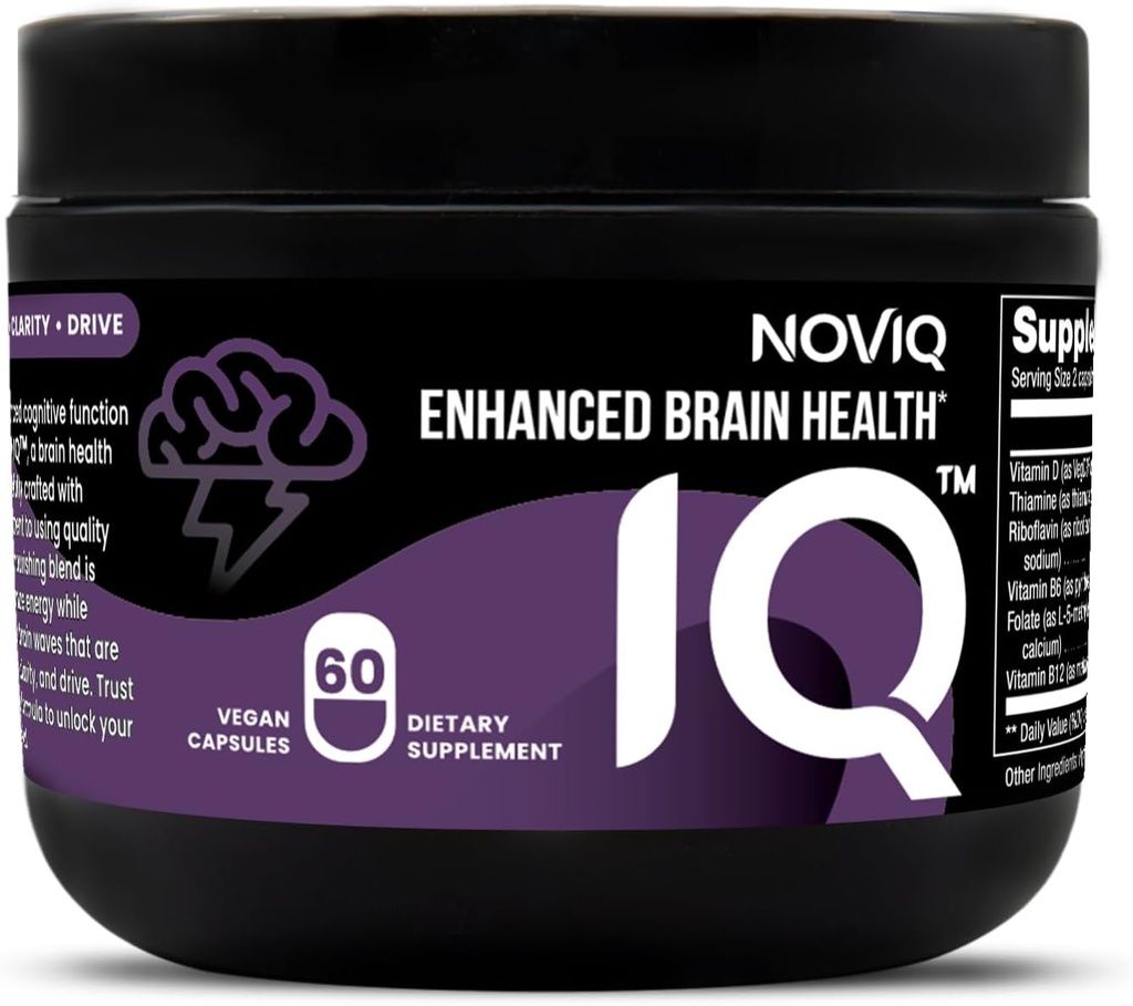 IQ - 11-in-1 Nootropic Brain Supplement: Tukee muistia ja kognitiota - Bioaktiivinen B-Complex w/ 5- MTHF, L- Theanine, L- Tyrosiini, Bacopa, Ginkgo, Huperzine - Vegan, ei- GMO, kofeiini vapaa - 60