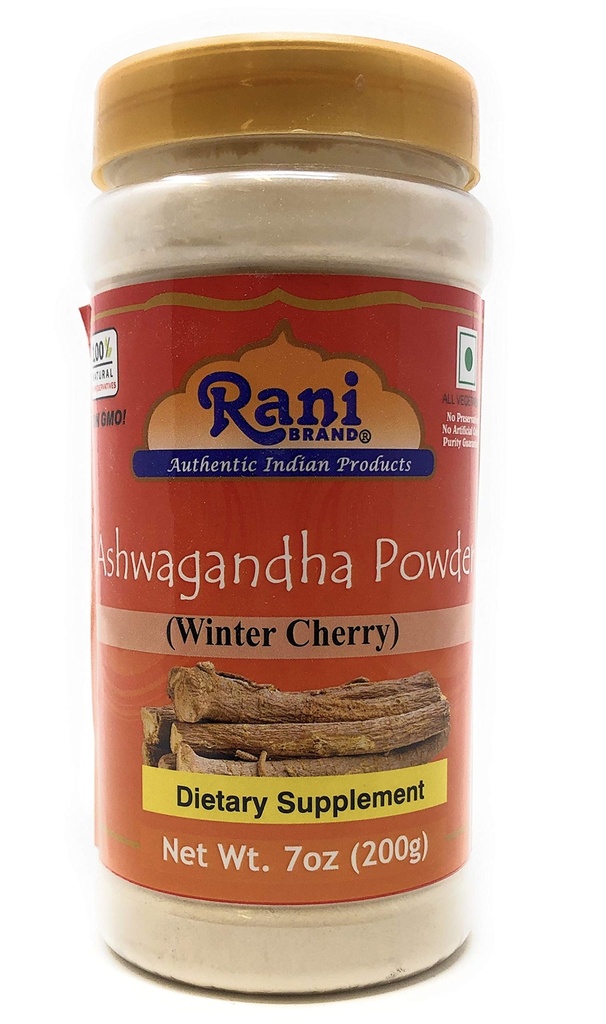Rani Ashwagandha Powder (Withania Somnifera) 7oz (200 g) PET Jar - All Natural | Ingen färg | Gluten Friendly | Vegan | Non-GMO | No Salt or fillers | Indian Origin