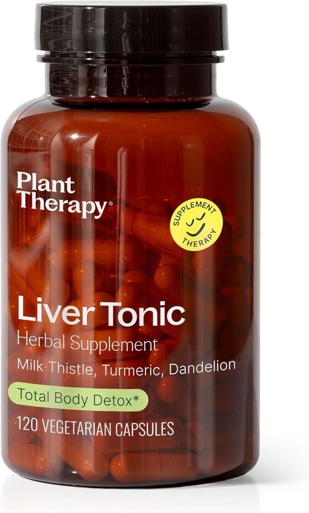 Plant Therapy Liver Tonic Herbal Supplement Kapselit, Tukee maksan toimintaa, Vieroitus optimaalinen terveys, Luonnollisesti Tehostaa energiatasoja, 120 kasvissyöjä Kapselit (4 kuukauden toimitus), Valmistettu Yhdysvalloissa