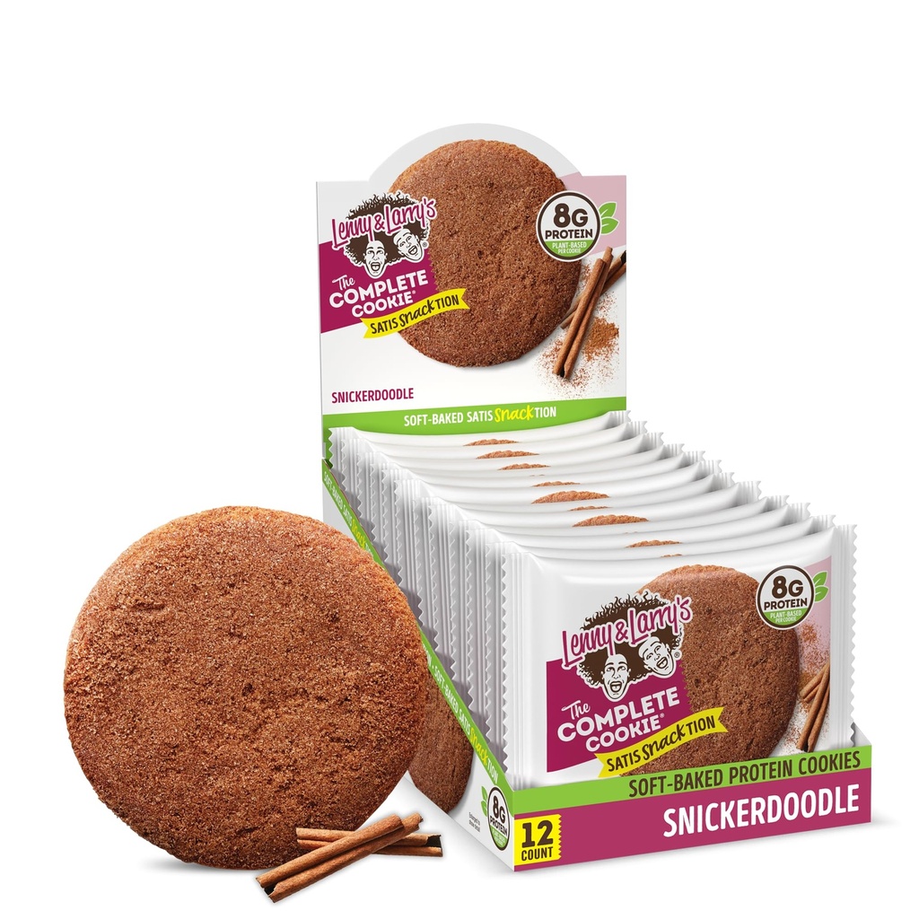 Lenny & Larry's The Complete Cookie, Snickerdoodle, Pehmeä paistettu, 8g Kasviproteiini, Vegaani, ei-GMO, 2 Ounce Cookie (paketti 12)