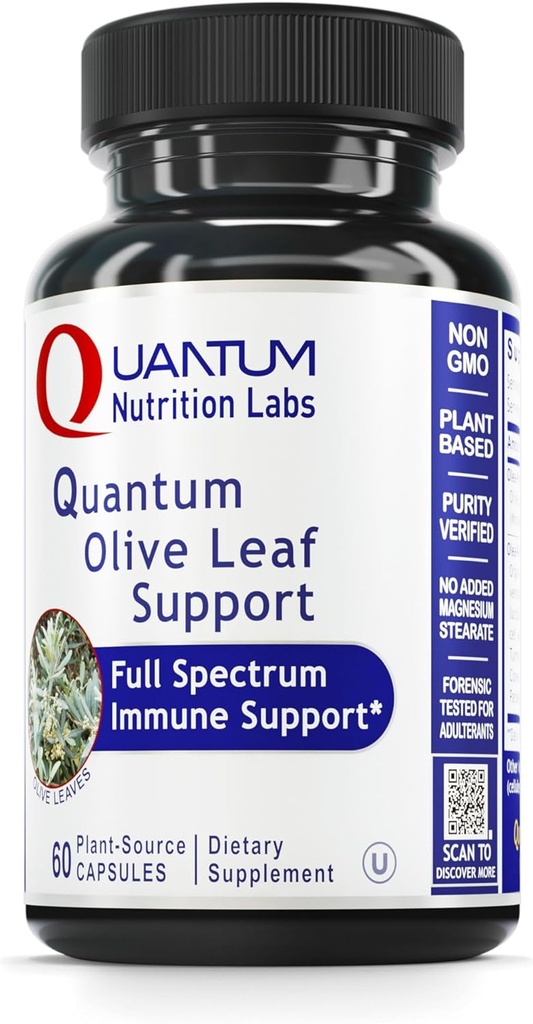QNL Quantum Olive Leaf Support - Organic Olive Extract Capsules - Hjärthälsotillskott för män och kvinnor - Dagligt immunstöd för vuxna - 60 Plant-Source Capsules