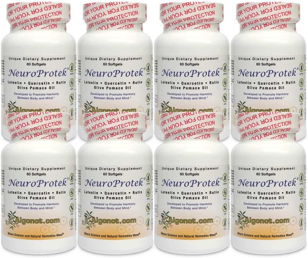 Algonot NeuroProtek 8 Pack: Ainoat liposomaaliset Luteolin tuotteet käyttäen Olive Pomace Oil. Yhdistelmä luteolin, Quercetin & Rutin Olive Pomace Oil (Leviated Price Bundle)