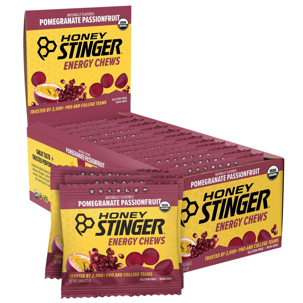 Honey Stinger Organic Granaattiomena Passionhedelmät Energiamurska, Gluteeniton ja kofeiiniton, liikunta, juokseminen ja performanssi, urheiluravinto kotona ja kuntosalilla, Pre and Mid Treeni, 12 Pack