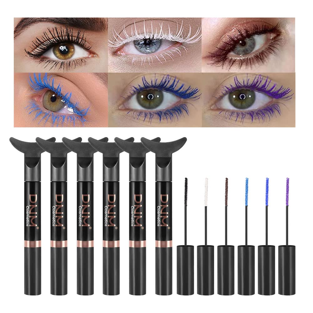 DNM värillinen Mascara silmäripsien, merenneito värikäs Mascara vedenpitävä,6Pcs/Set,musta, valkoinen,sininen,violetti,BrownCharming Pitkäikäinen Julma Ilmainen ja Vegaani Voluminous Maskara naisten silmämeikki