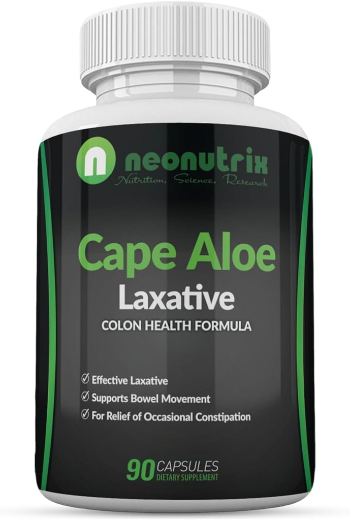 Cape Aloe Natural Laxatives for Constipation Relief- främjar hälsosam tarmrörelse-tillägg för män och kvinnor - Herbal Detox - 90 kapslar - tillverkade i USA av Neonutrix