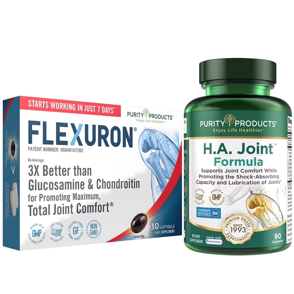 Puhtaus Tuotteet Flexuroni Joint Formula + H.A. Joint Flexuroni (Krilliöljy, matalamolekyylipainoinen hyaluronihappo, astaksantiini) - HA Joint (BioCell Collagen, Boswellia Serrata, Quercetin, H.A. + More)