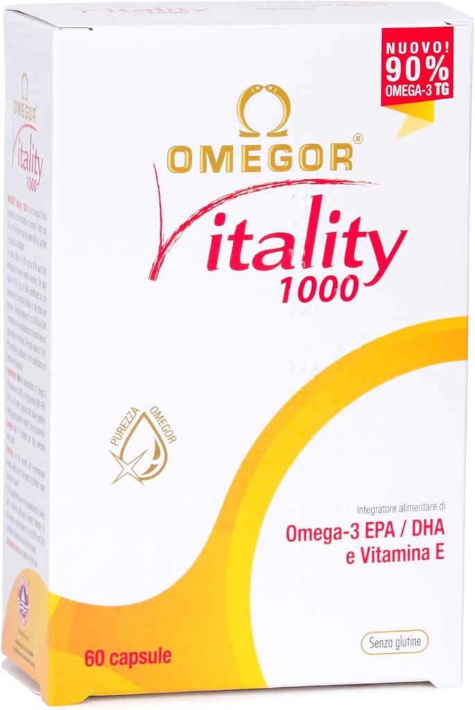 OMEGOR Omega 3 Fish Oil Supplement IFOS Certified Vitality 1000 med 800mg EPA och DHA per kapsel - No Fishy Aftertaste, Non-GMO (60 Softgels)